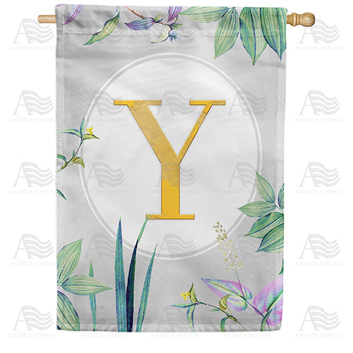 America Forever Simply Golden Monogram House Flag