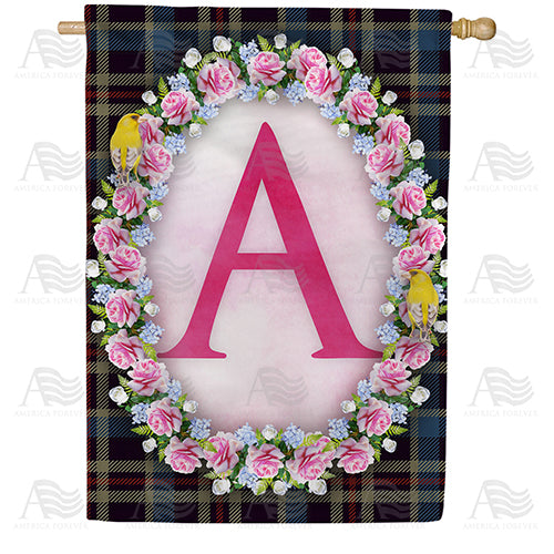 America Forever Burst Of Pink Monogram House Flag