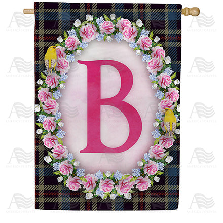 Burst Of Pink Monogram House Flag