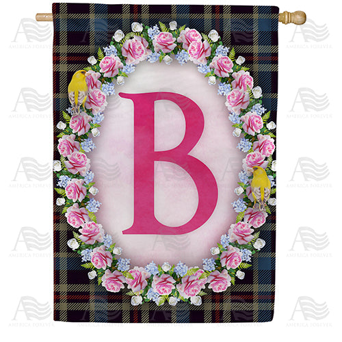 Burst Of Pink Monogram House Flag