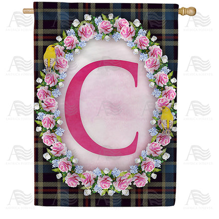 Burst Of Pink Monogram House Flag