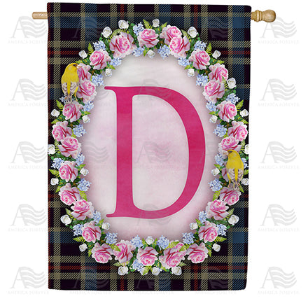 Burst Of Pink Monogram House Flag