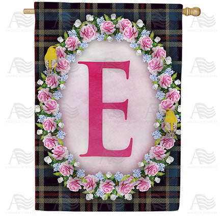 Burst Of Pink Monogram House Flag