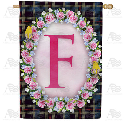 Burst Of Pink Monogram House Flag