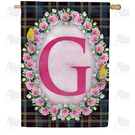 Burst Of Pink Monogram House Flag