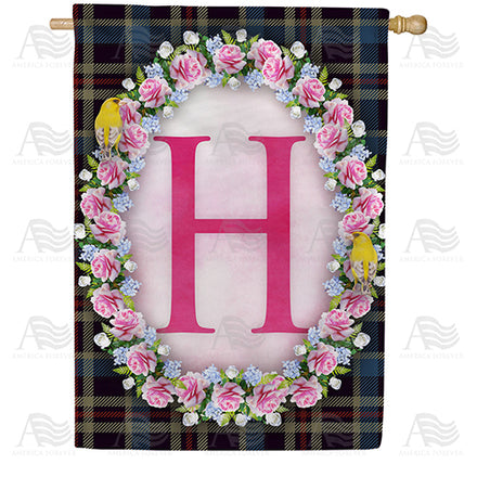 Burst Of Pink Monogram House Flag