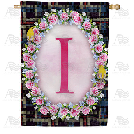 Burst Of Pink Monogram House Flag