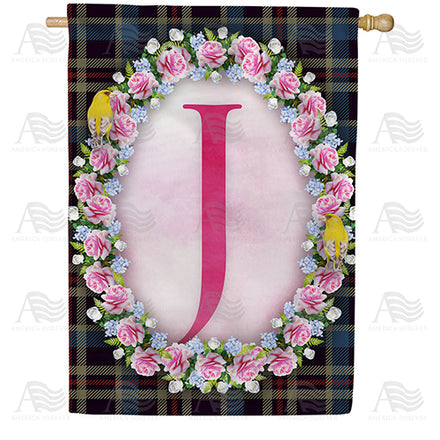 Burst Of Pink Monogram House Flag