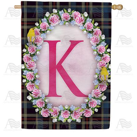 Burst Of Pink Monogram House Flag