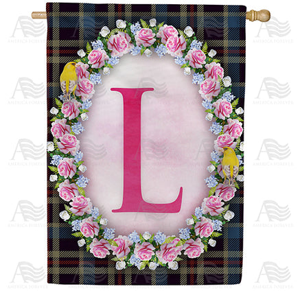 Burst Of Pink Monogram House Flag