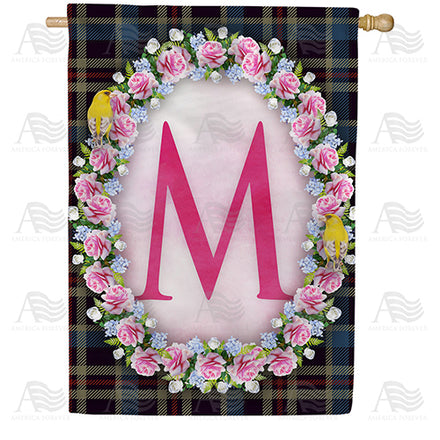 Burst Of Pink Monogram House Flag