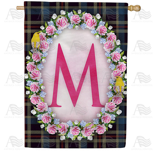 Burst Of Pink Monogram House Flag