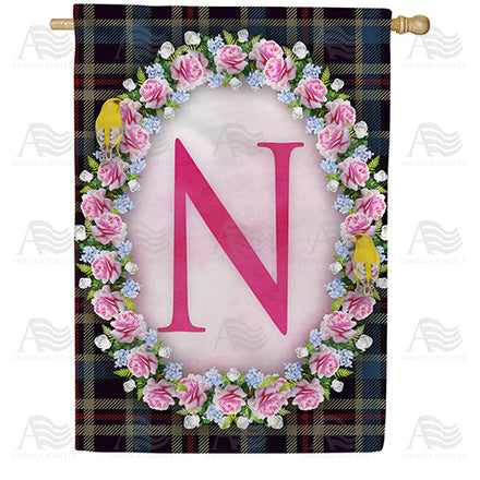 Burst Of Pink Monogram House Flag