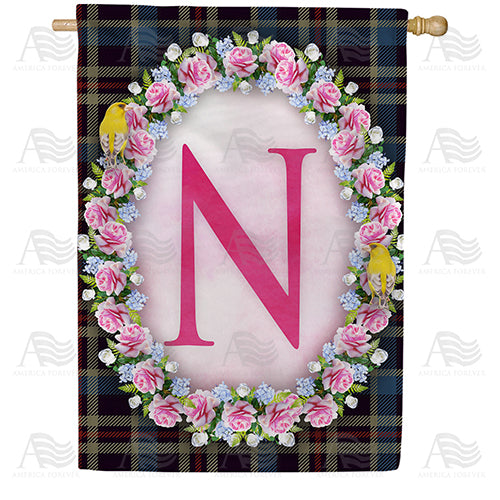 America Forever Burst Of Pink Monogram House Flag