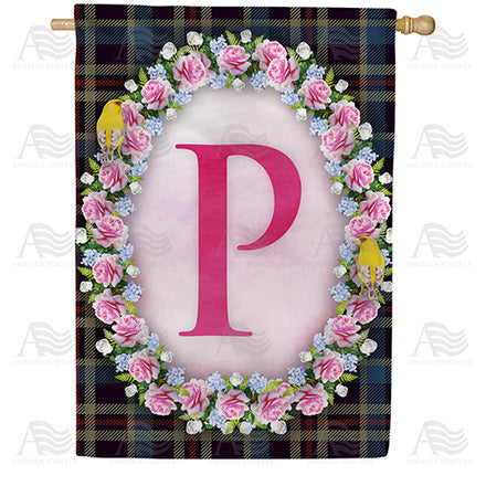 Burst Of Pink Monogram House Flag