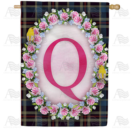 Burst Of Pink Monogram House Flag