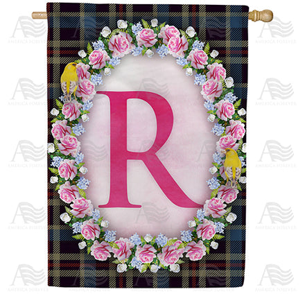 Burst Of Pink Monogram House Flag