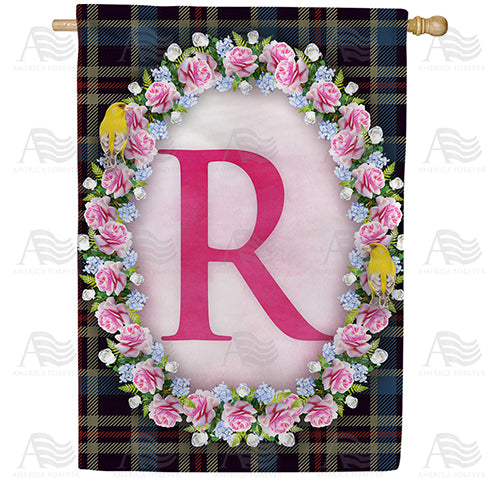 America Forever Burst Of Pink Monogram House Flag