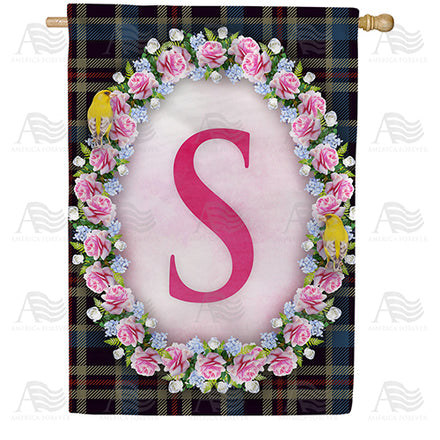 Burst Of Pink Monogram House Flag