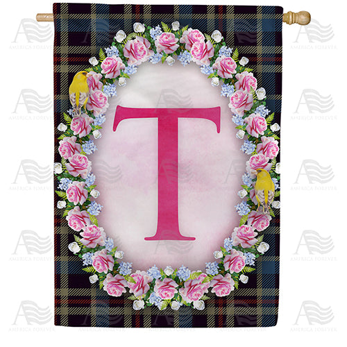 Burst Of Pink Monogram House Flag