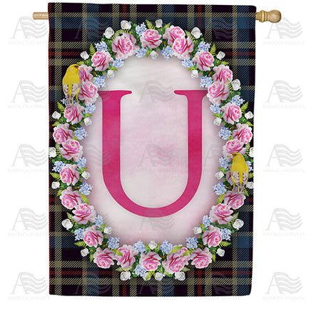 Burst Of Pink Monogram House Flag