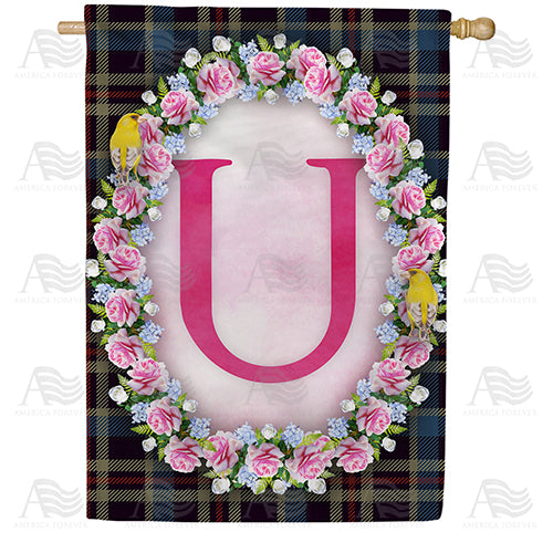 America Forever Burst Of Pink Monogram House Flag