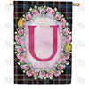 Burst Of Pink Monogram House Flag