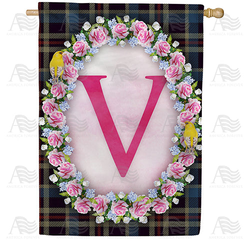 America Forever Burst Of Pink Monogram House Flag