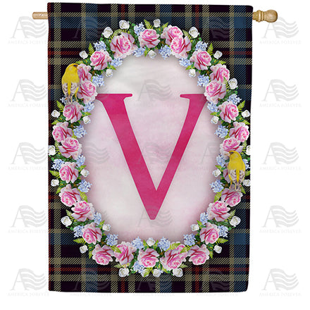 Burst Of Pink Monogram House Flag