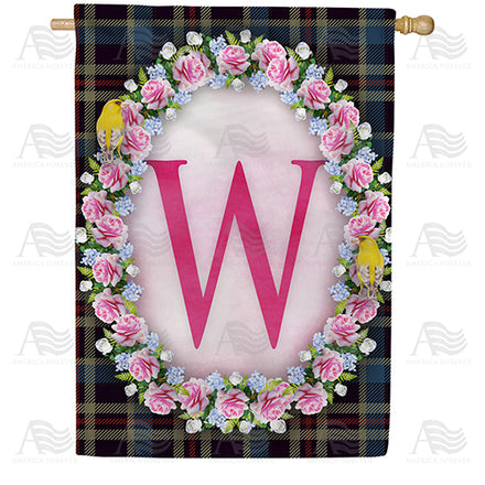 Burst Of Pink Monogram House Flag