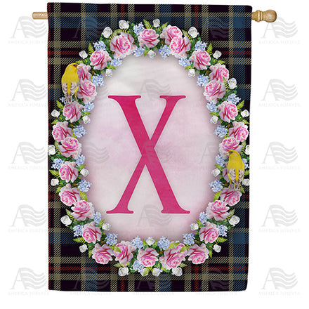 Burst Of Pink Monogram House Flag