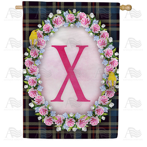 Burst Of Pink Monogram House Flag