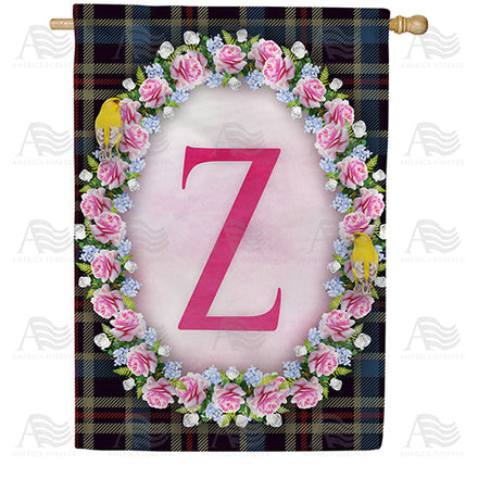 Burst Of Pink Monogram House Flag