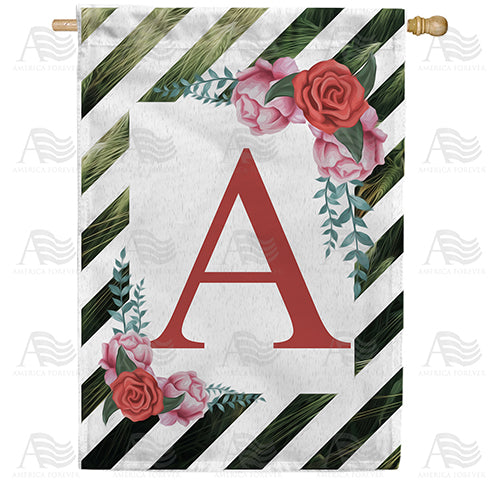 America Forever White Lattice Monogram House Flag