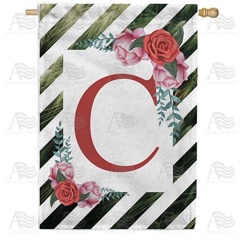 America Forever White Lattice Monogram House Flag