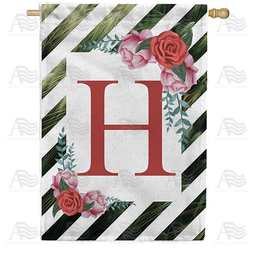 America Forever White Lattice Monogram House Flag