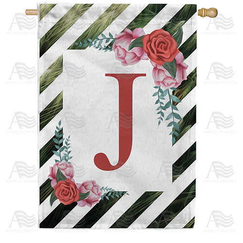 America Forever White Lattice Monogram House Flag