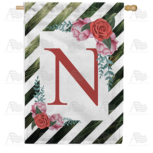 America Forever White Lattice Monogram House Flag