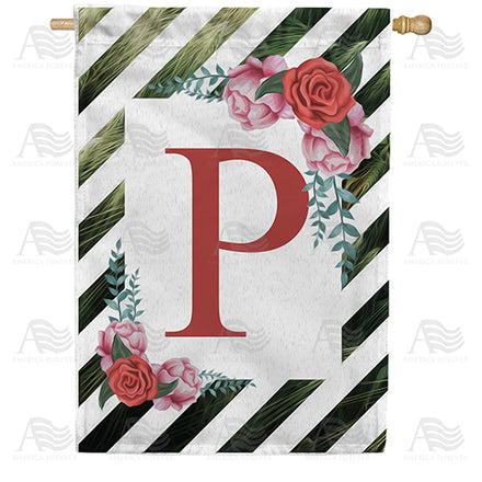 America Forever White Lattice Monogram House Flag