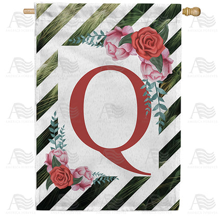 America Forever White Lattice Monogram House Flag