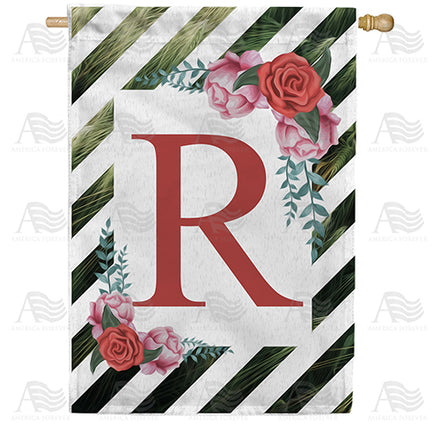 America Forever White Lattice Monogram House Flag