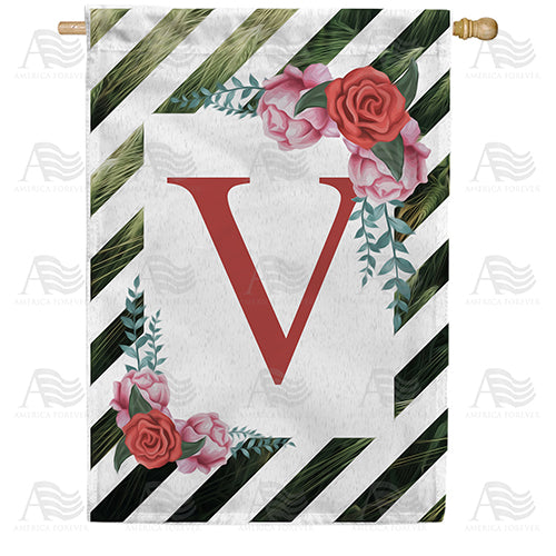 America Forever White Lattice Monogram House Flag