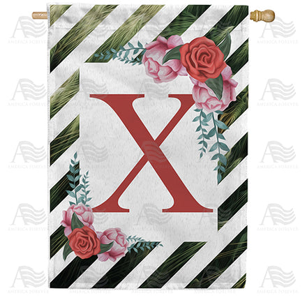 America Forever White Lattice Monogram House Flag