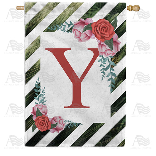 America Forever White Lattice Monogram House Flag