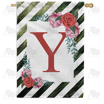 America Forever White Lattice Monogram House Flag