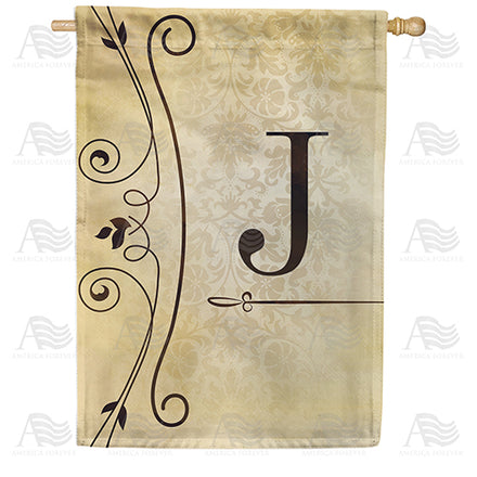 America Forever Fancy Scroll Monogram House Flag