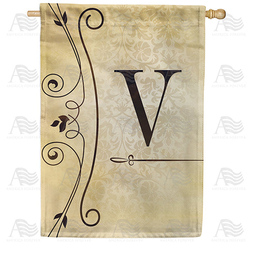 America Forever Fancy Scroll Monogram House Flag