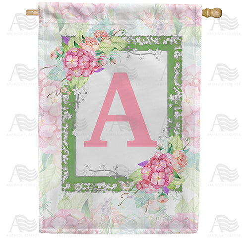 America Forever Watercolor Hydrangeas Monogram House Flag