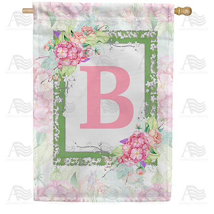 America Forever Watercolor Hydrangeas Monogram House Flag