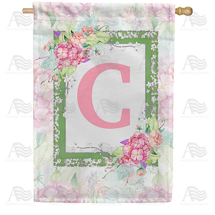 America Forever Watercolor Hydrangeas Monogram House Flag